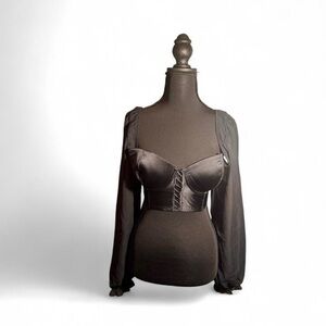 Black Long Sleeve Bustier Top